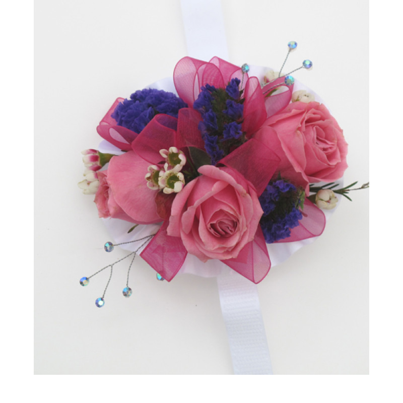 Pink and Purple Wrist Corsage - Same Day Delivery