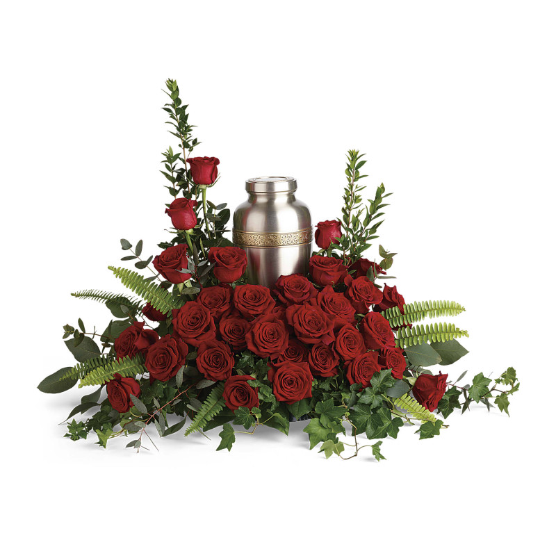 Red Rose Urn Tribute - Same Day Delivery