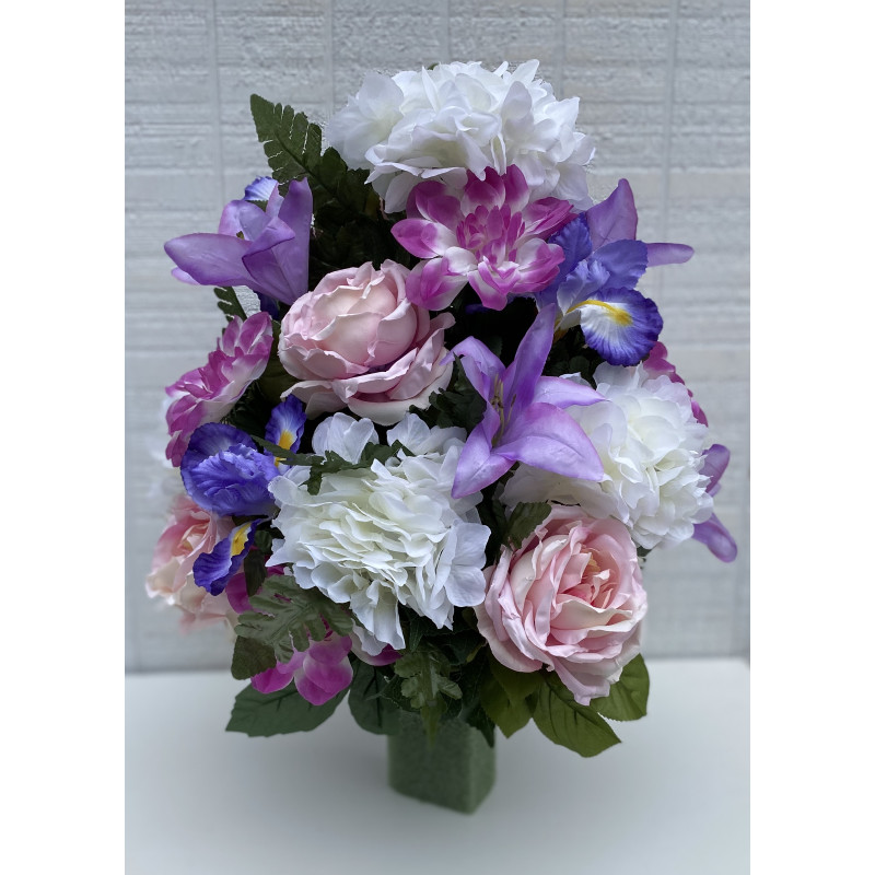 Silk Cemetery Flowers Pink and Purple - Same Day Delivery