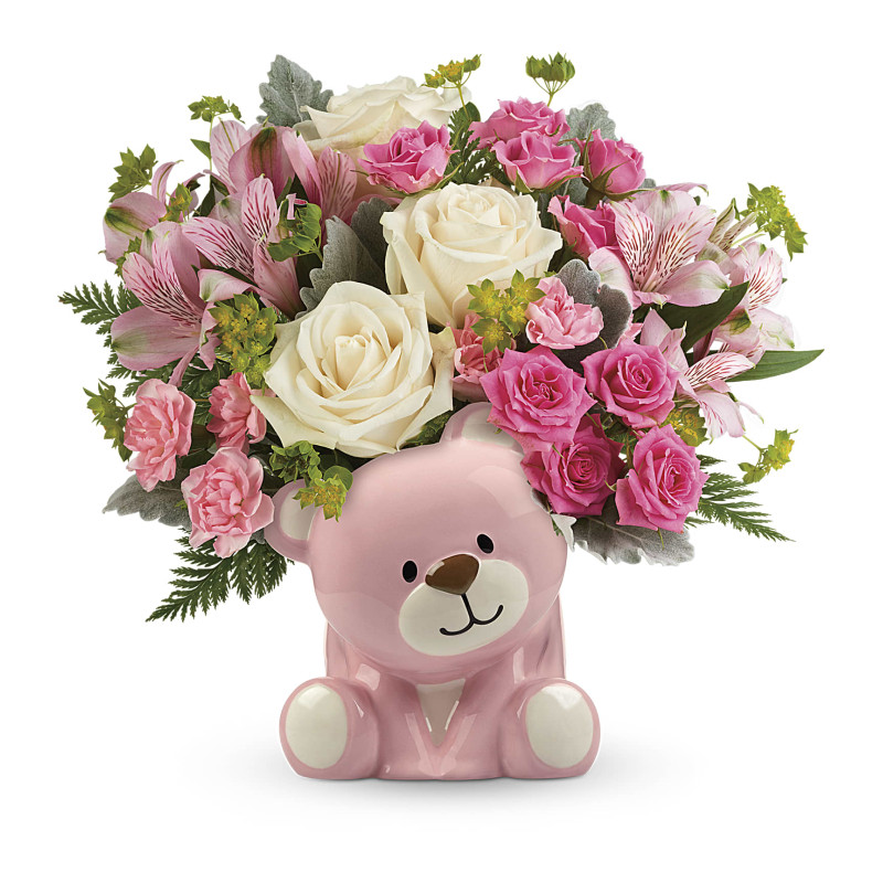 Precious Pink Bear Bouquet - Same Day Delivery
