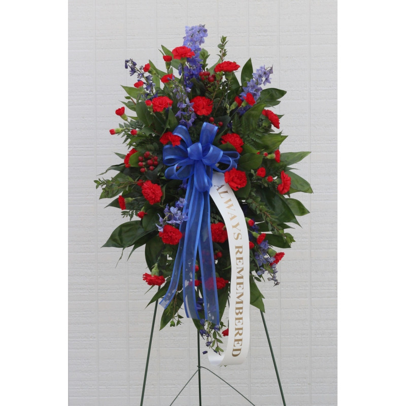 Red, White and Blue Funeral Spray  - Same Day Delivery