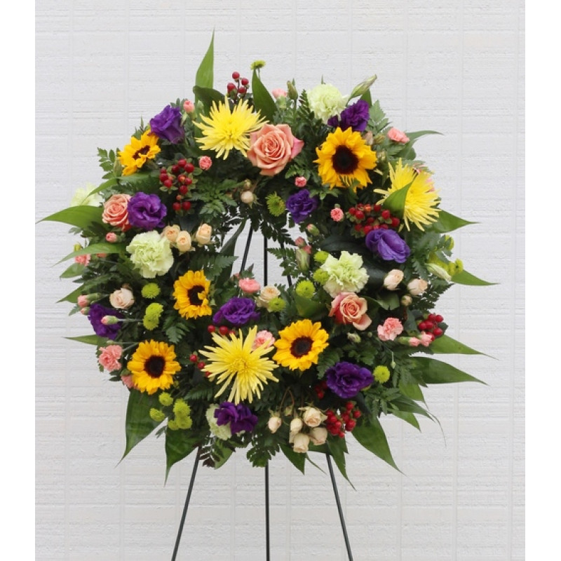 Sunflower Funeral Wreath  - Same Day Delivery