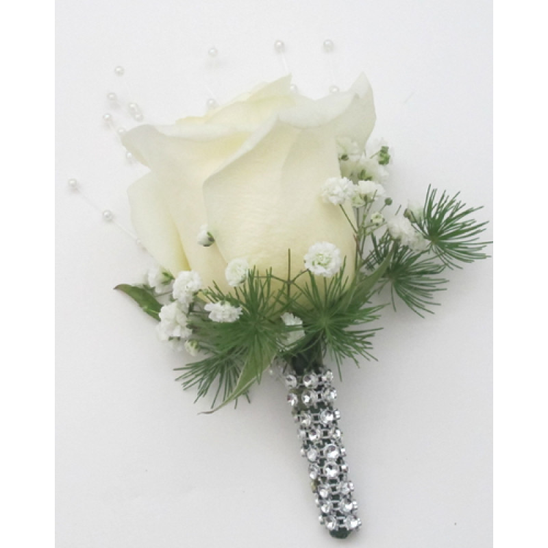 White Simplicity Boutonniere - Same Day Delivery